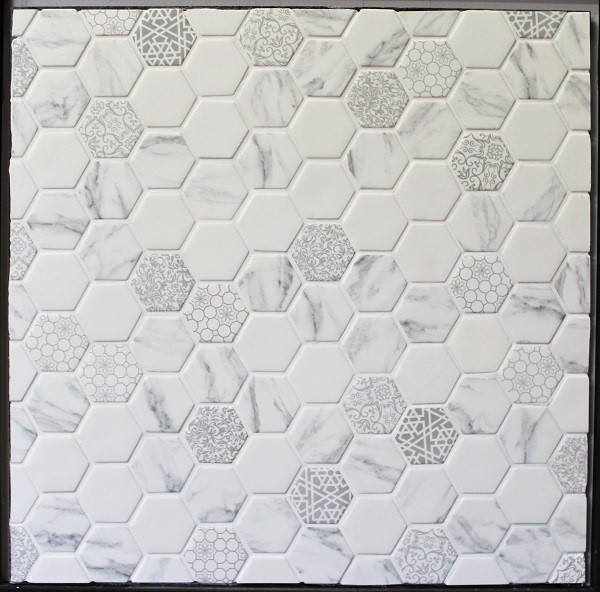 marble look hexagon tile